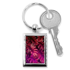 Pink tropical leaves Key Chains (Rectangle) 