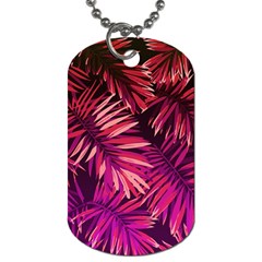 Pink tropical leaves Dog Tag (One Side)