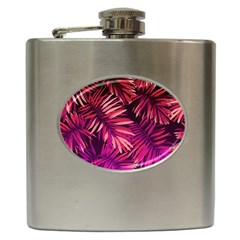 Pink tropical leaves Hip Flask (6 oz)