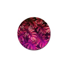 Pink tropical leaves Golf Ball Marker