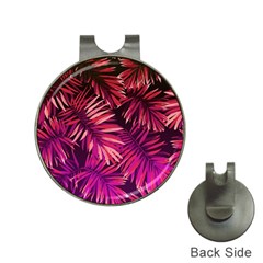 Pink tropical leaves Hat Clips with Golf Markers