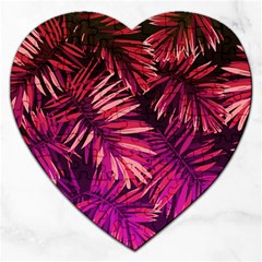 Pink tropical leaves Jigsaw Puzzle (Heart)