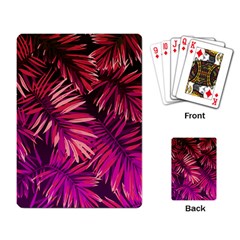 Pink tropical leaves Playing Cards Single Design