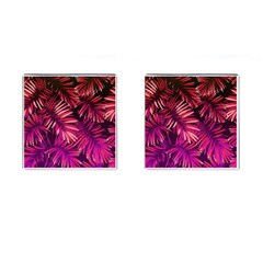 Pink tropical leaves Cufflinks (Square)