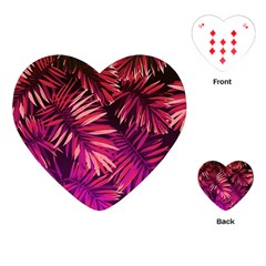 Pink tropical leaves Playing Cards (Heart)