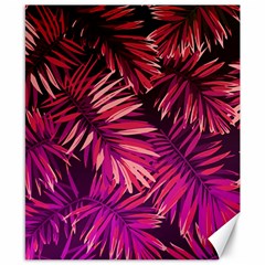 Pink tropical leaves Canvas 8  x 10 