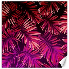 Pink tropical leaves Canvas 12  x 12 