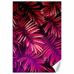 Pink tropical leaves Canvas 12  x 18 