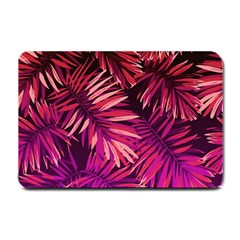 Pink tropical leaves Small Doormat 