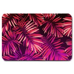 Pink tropical leaves Large Doormat 