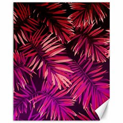 Pink tropical leaves Canvas 11  x 14 