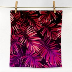 Pink tropical leaves Face Towel