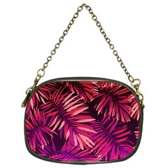 Pink tropical leaves Chain Purse (One Side)