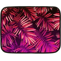 Pink tropical leaves Double Sided Fleece Blanket (Mini) 