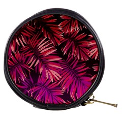 Pink tropical leaves Mini Makeup Bag