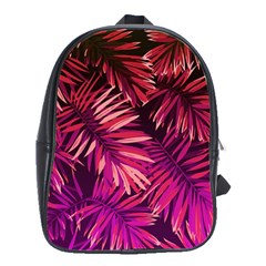 Pink tropical leaves School Bag (Large)