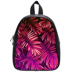 Pink tropical leaves School Bag (Small)