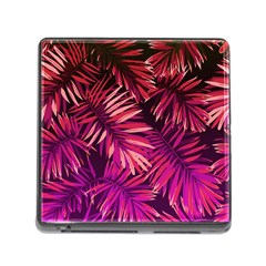 Pink tropical leaves Memory Card Reader (Square 5 Slot)