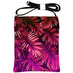 Pink tropical leaves Shoulder Sling Bag