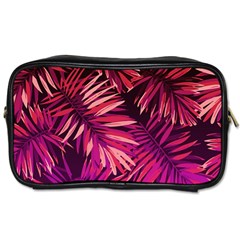 Pink tropical leaves Toiletries Bag (One Side)