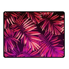 Pink tropical leaves Fleece Blanket (Small)