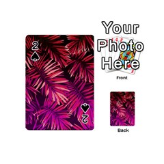 Pink tropical leaves Playing Cards 54 (Mini)