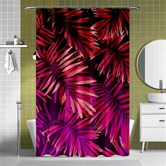 Pink tropical leaves Shower Curtain 48  x 72  (Small) 