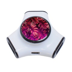 Pink tropical leaves 3-Port USB Hub