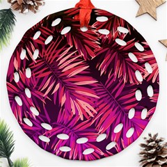 Pink tropical leaves Ornament (Round Filigree)