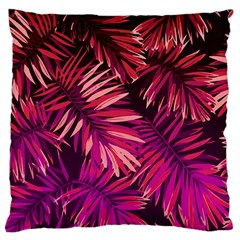 Pink tropical leaves Large Cushion Case (One Side)