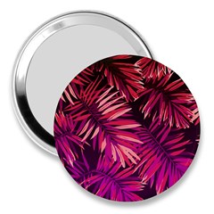 Pink tropical leaves 3  Handbag Mirrors