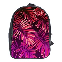 Pink tropical leaves School Bag (XL)