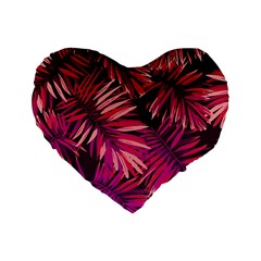 Pink tropical leaves Standard 16  Premium Heart Shape Cushions