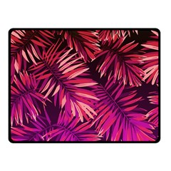 Pink tropical leaves Double Sided Fleece Blanket (Small) 