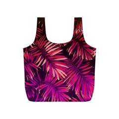 Pink tropical leaves Full Print Recycle Bag (S)