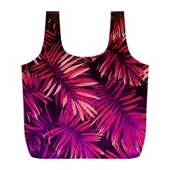 Pink tropical leaves Full Print Recycle Bag (L)