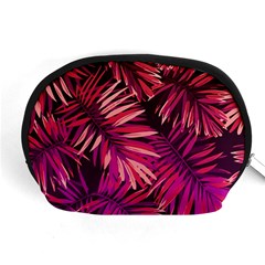 Pink tropical leaves Accessory Pouch (Medium)