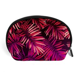 Pink tropical leaves Accessory Pouch (Large)