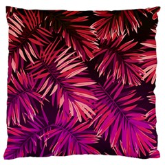 Pink tropical leaves Standard Flano Cushion Case (One Side)