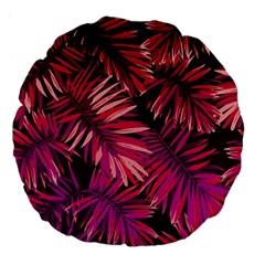 Pink tropical leaves Large 18  Premium Flano Round Cushions