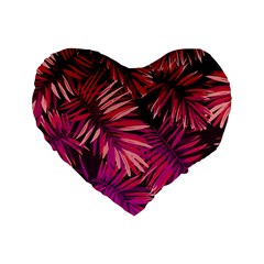 Pink tropical leaves Standard 16  Premium Flano Heart Shape Cushions