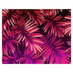 Pink tropical leaves Double Sided Flano Blanket (Medium) 