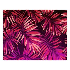 Pink tropical leaves Double Sided Flano Blanket (Large) 