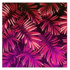 Pink tropical leaves Large Satin Scarf (Square)