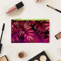 Pink tropical leaves Cosmetic Bag (XS)