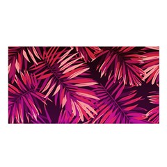 Pink tropical leaves Satin Shawl