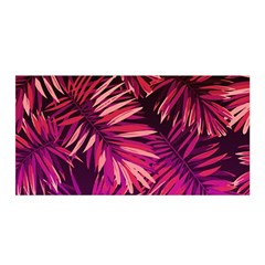 Pink tropical leaves Satin Wrap