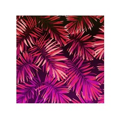 Pink tropical leaves Small Satin Scarf (Square)