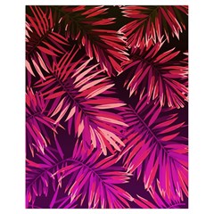 Pink tropical leaves Drawstring Bag (Small)