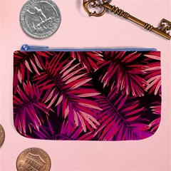 Pink tropical leaves Large Coin Purse